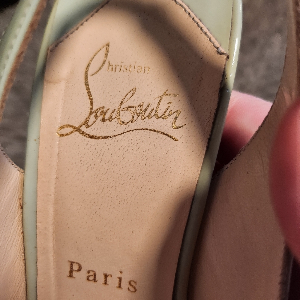 Christian Louboutin Mint Green Slingback Heels - Picture 4 of 6
